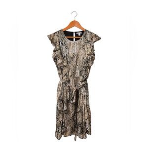 Barlll Neutral Snake-Print Ruffle Maxi Dress Medium